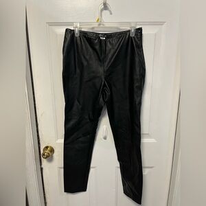 VENUS Black Faux Leather Dress Pants